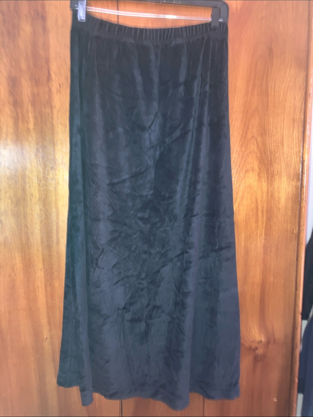 Erika Black velvet maxi A-line skirt S